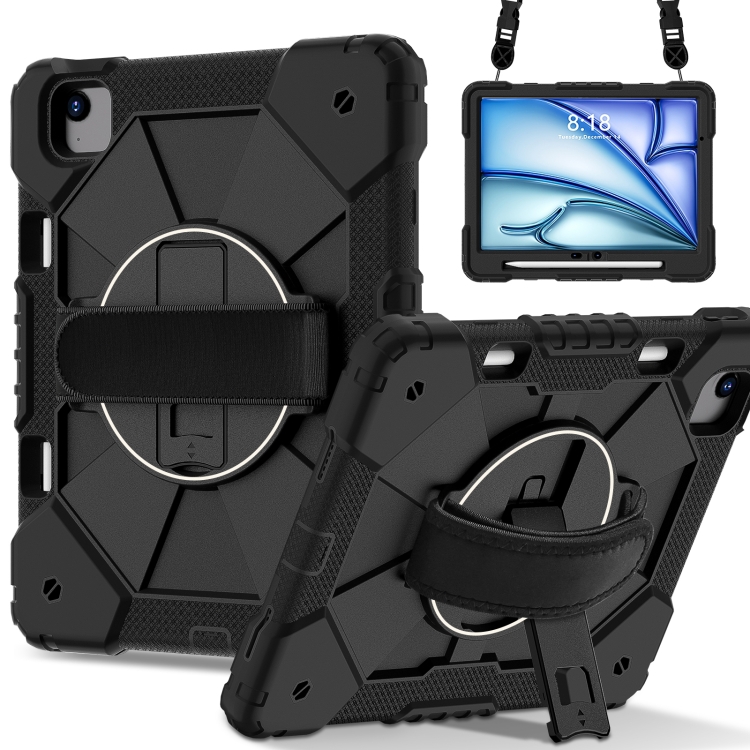

For iPad Air 11 2025 / 2024 Contrast Color Robot Silicone Hybrid PC Tablet Case(Black)