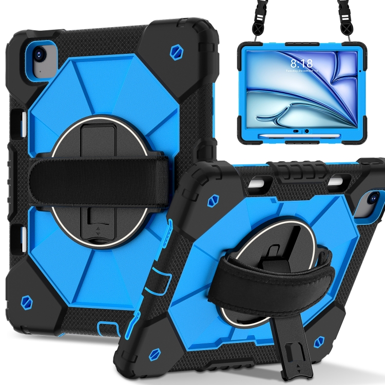 

For iPad Air 11 2025 / 2024 Contrast Color Robot Silicone Hybrid PC Tablet Case(Black Blue)
