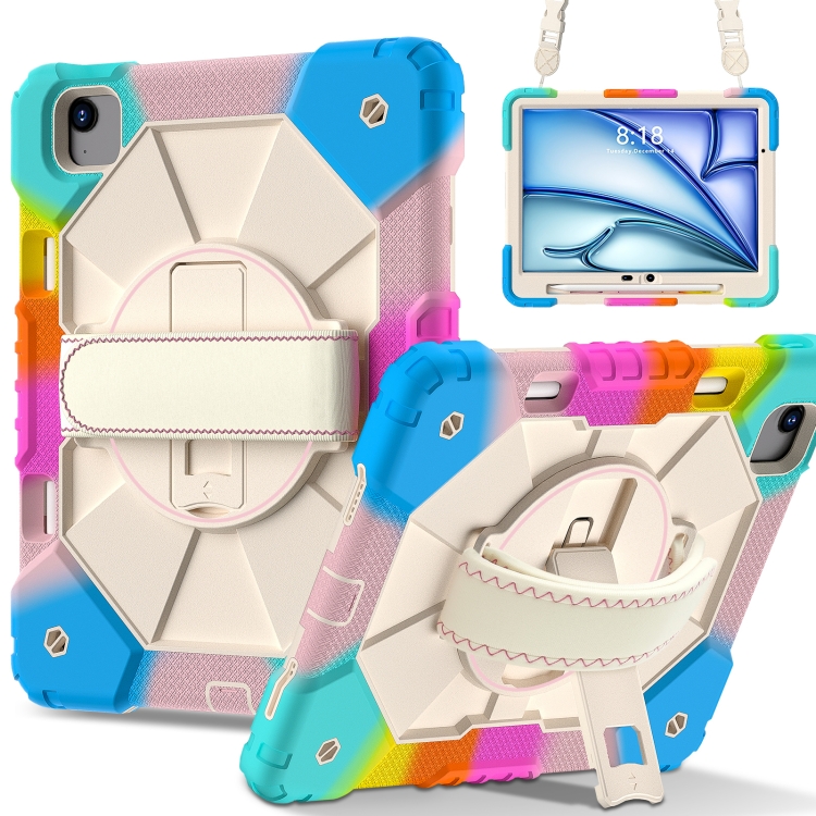 

For iPad Air 11 2025 / 2024 Contrast Color Robot Silicone Hybrid PC Tablet Case(Colorful Blue)