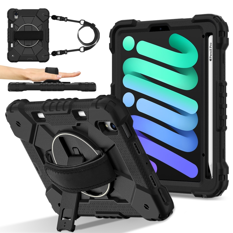 

For iPad mini 2024 / mini 6 Contrast Color Robot Silicone Hybrid PC Tablet Case(Black)