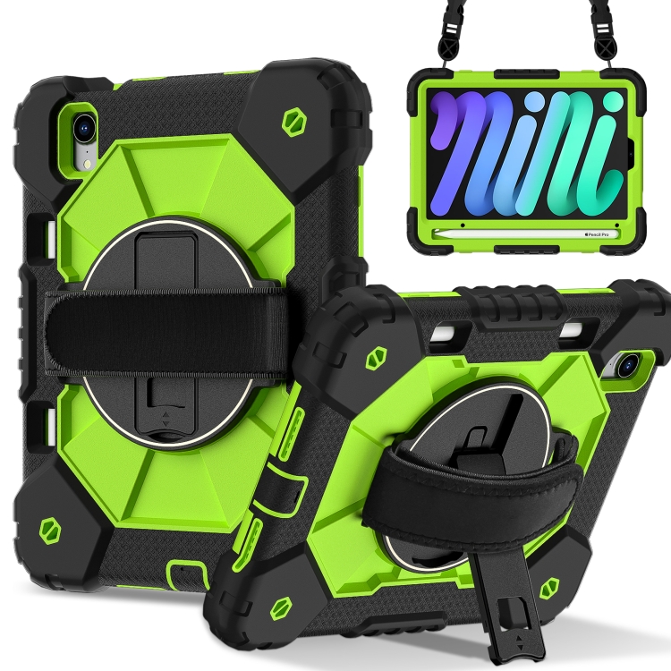 

For iPad mini 2024 / mini 6 Contrast Color Robot Silicone Hybrid PC Tablet Case(Black Yellow Green)