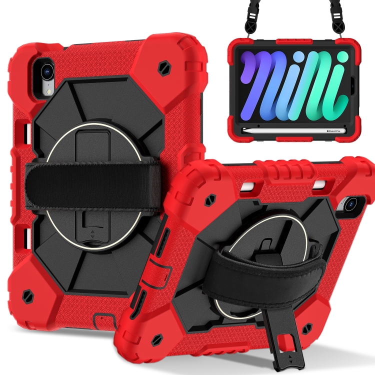

For iPad mini 2024 / mini 6 Contrast Color Robot Silicone Hybrid PC Tablet Case(Red Black)