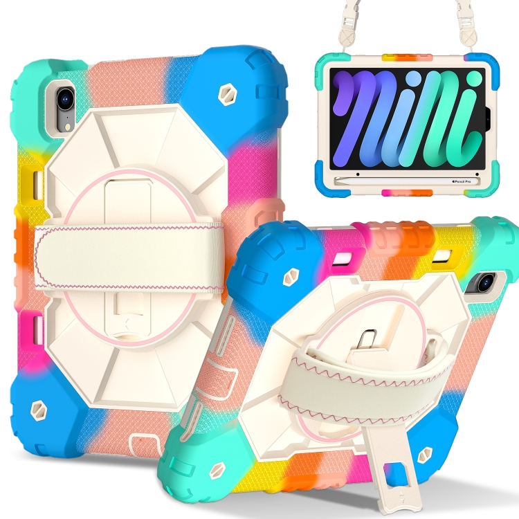 

For iPad mini 2024 / mini 6 Contrast Color Robot Silicone Hybrid PC Tablet Case(Colorful Blue)