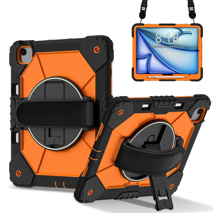

For iPad Air 13 2025 / 2024 Contrast Color Robot Silicone Hybrid PC Tablet Case(Black Orange)