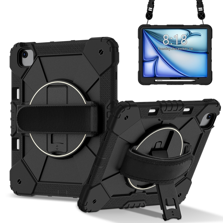 

For iPad Air 13 2025 / 2024 Contrast Color Robot Silicone Hybrid PC Tablet Case(Black)