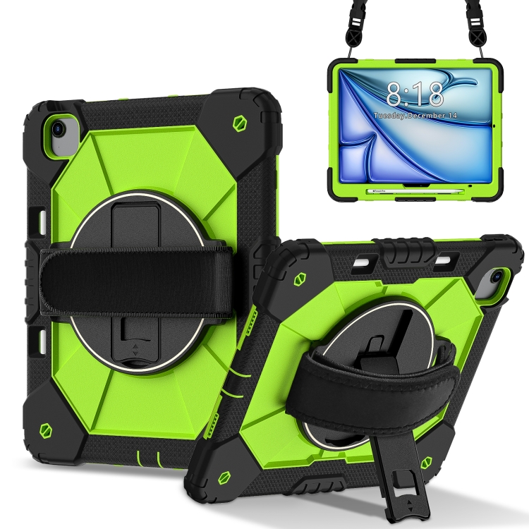 

For iPad Air 13 2025 / 2024 Contrast Color Robot Silicone Hybrid PC Tablet Case(Black Yellow Green)
