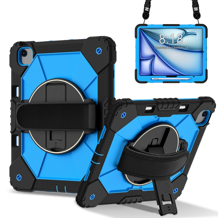 

For iPad Air 13 2025 / 2024 Contrast Color Robot Silicone Hybrid PC Tablet Case(Black Blue)