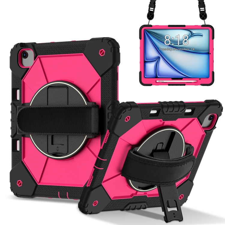 

For iPad Air 13 2025 / 2024 Contrast Color Robot Silicone Hybrid PC Tablet Case(Black Rose Red)