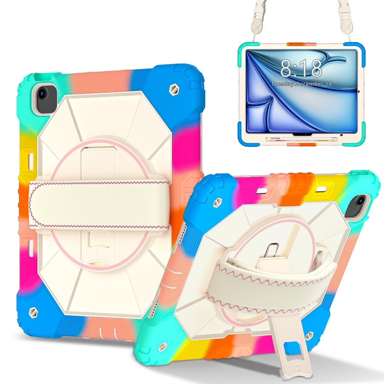

For iPad Air 13 2025 / 2024 Contrast Color Robot Silicone Hybrid PC Tablet Case(Colorful Blue)