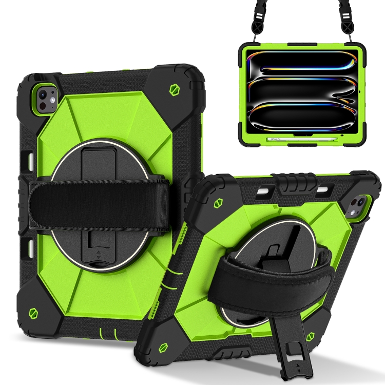 

For iPad Pro 13 2024 Contrast Color Robot Silicone Hybrid PC Tablet Case(Black Yellow Green)