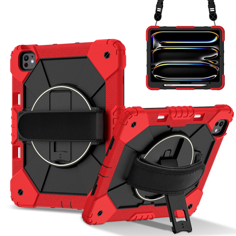 

For iPad Pro 13 2024 Contrast Color Robot Silicone Hybrid PC Tablet Case(Red Black)