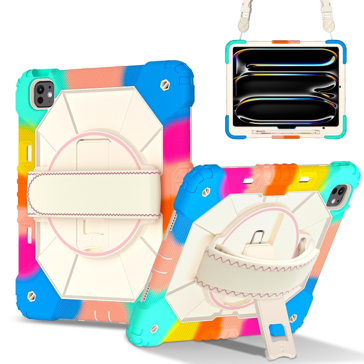 

For iPad Pro 13 2024 Contrast Color Robot Silicone Hybrid PC Tablet Case(Colorful Blue)