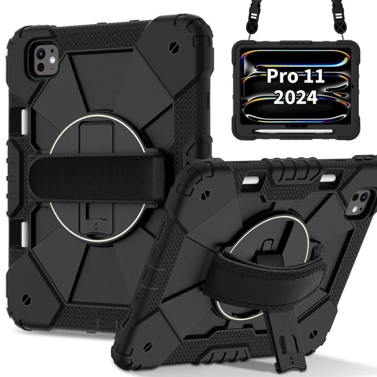 

For iPad Pro 11 2024 Contrast Color Robot Silicone Hybrid PC Tablet Case(Black)