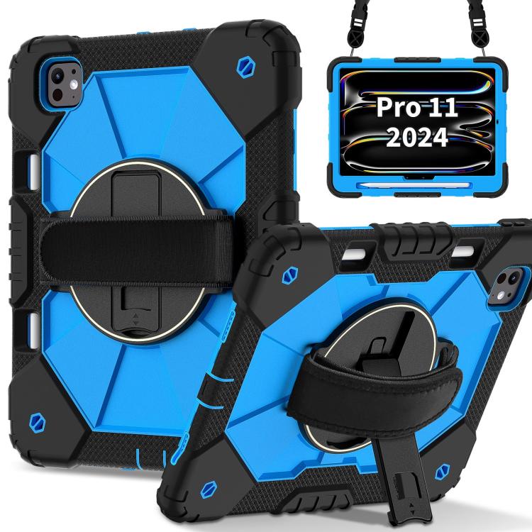 

For iPad Pro 11 2024 Contrast Color Robot Silicone Hybrid PC Tablet Case(Black Blue)