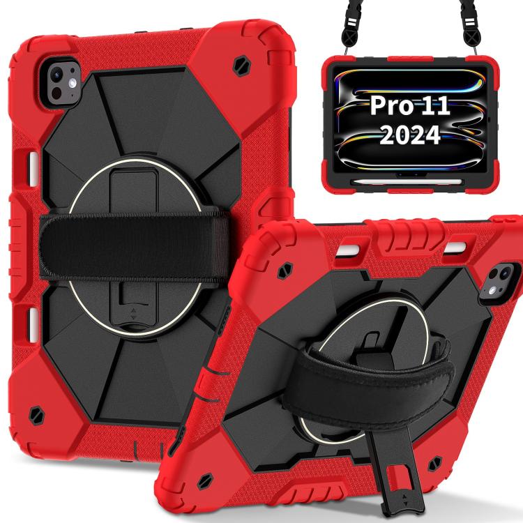 

For iPad Pro 11 2024 Contrast Color Robot Silicone Hybrid PC Tablet Case(Red Black)