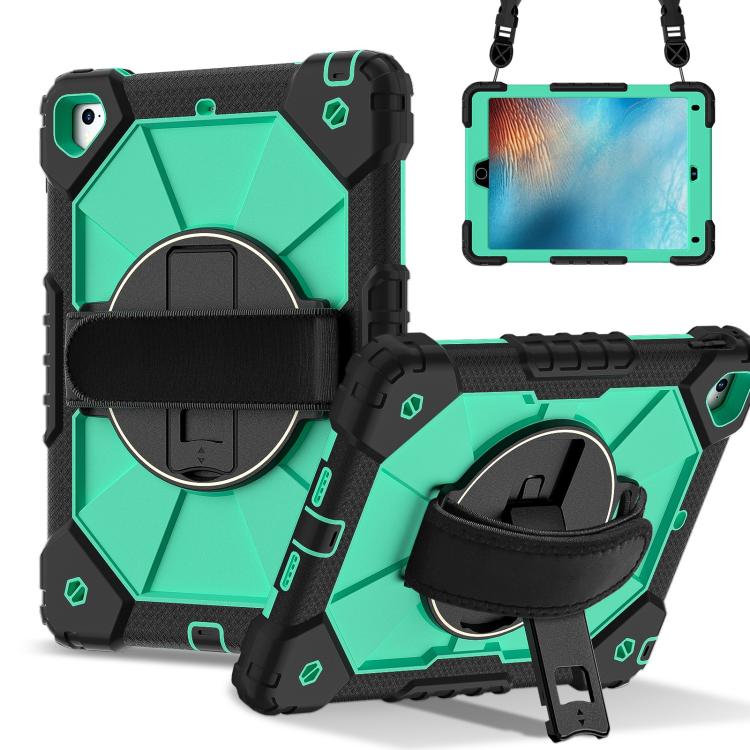 

For iPad Pro 9.7 / 9.7 2018 / 2017 Contrast Color Robot Silicone Hybrid PC Tablet Case(Black Mint Green)
