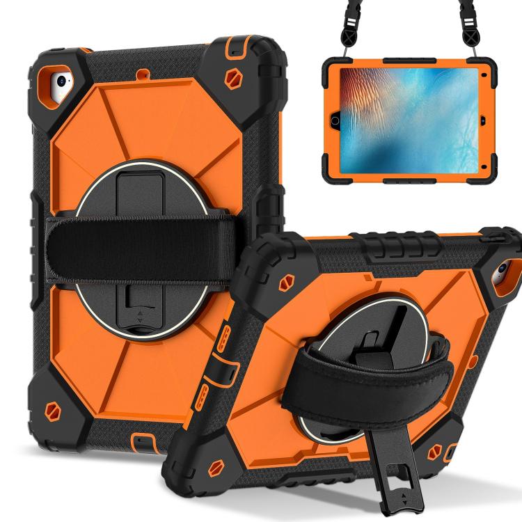 

For iPad Pro 9.7 / 9.7 2018 / 2017 Contrast Color Robot Silicone Hybrid PC Tablet Case(Black Orange)