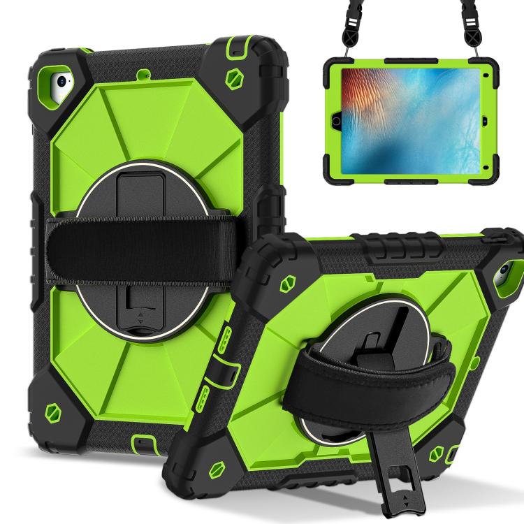 

For iPad Pro 9.7 / 9.7 2018 / 2017 Contrast Color Robot Silicone Hybrid PC Tablet Case(Black Yellow Green)