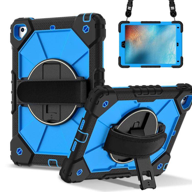

For iPad Pro 9.7 / 9.7 2018 / 2017 Contrast Color Robot Silicone Hybrid PC Tablet Case(Black Blue)