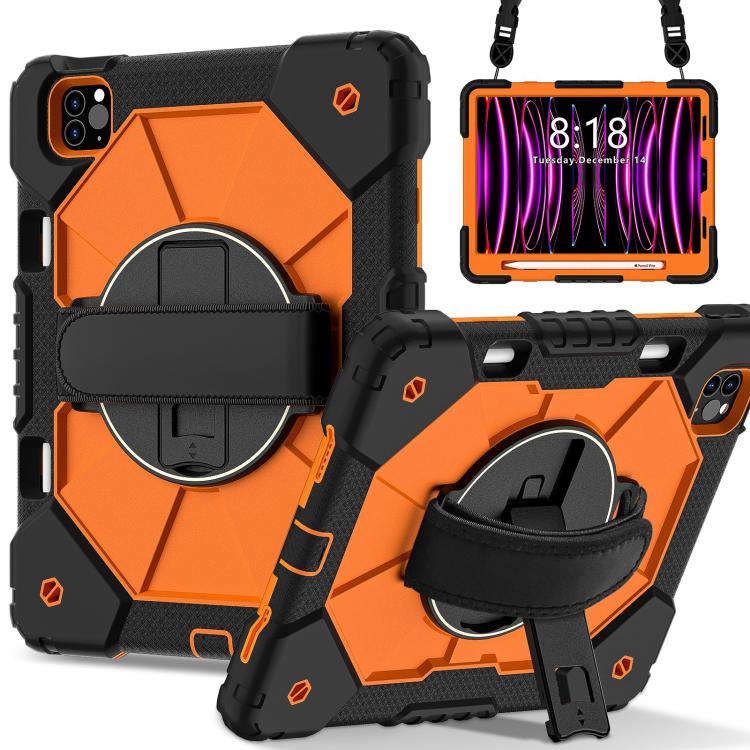 

For iPad Air 5 / 4 / Pro 11 Contrast Color Robot Silicone Hybrid PC Tablet Case(Black Orange)