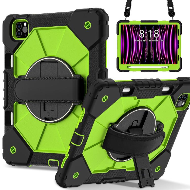 

For iPad Air 5 / 4 / Pro 11 Contrast Color Robot Silicone Hybrid PC Tablet Case(Black Yellow Green)