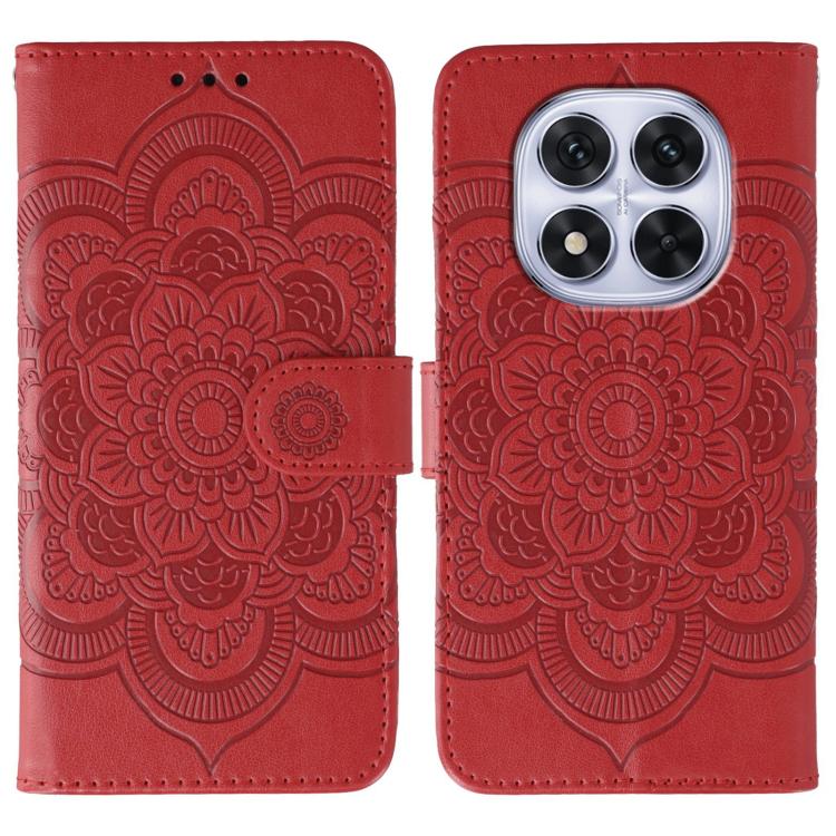 

For Redmi Note 14 Pro 4G / 5G / Note 14 Pro+ Sun Mandala Embossing Pattern Phone Leather Case(Red)