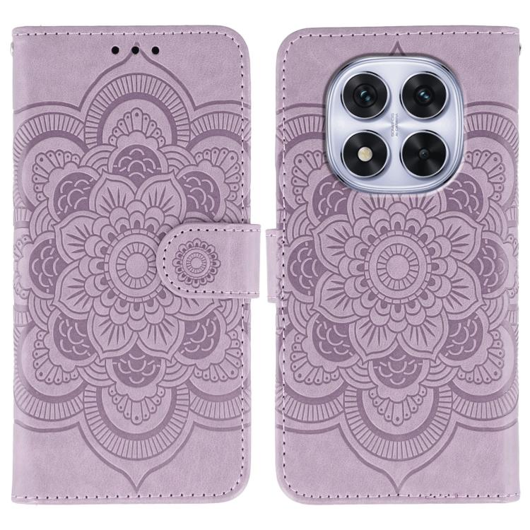 

For Redmi Note 14 Pro 4G / 5G / Note 14 Pro+ Sun Mandala Embossing Pattern Phone Leather Case(Purple)