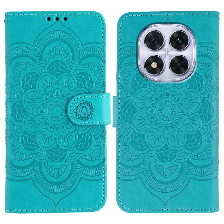 

For Redmi Note 14 Pro 4G / 5G / Note 14 Pro+ Sun Mandala Embossing Pattern Phone Leather Case(Blue)