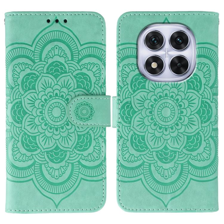 

For Redmi Note 14 Pro 4G / 5G / Note 14 Pro+ Sun Mandala Embossing Pattern Phone Leather Case(Green)