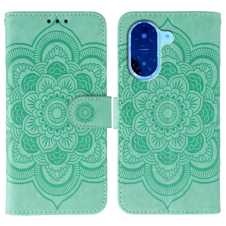 

For Redmi A5 4G 173.3mm Sun Mandala Embossing Pattern Phone Leather Case(Green)