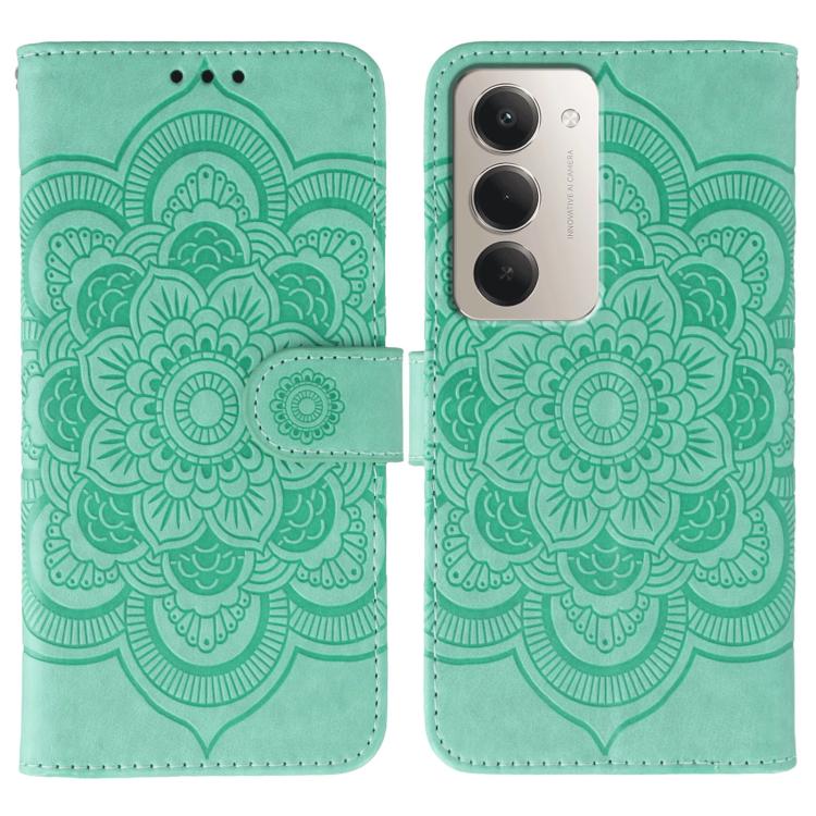 

For Redmi 15 5G Global / 15 4G SEA Sun Mandala Embossing Pattern Phone Leather Case(Green)