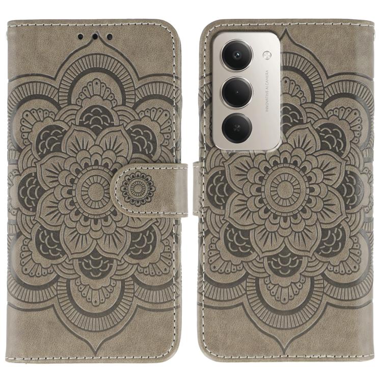 

For Redmi 15 5G / 4G EU 171mm Sun Mandala Embossing Pattern Phone Leather Case(Grey)