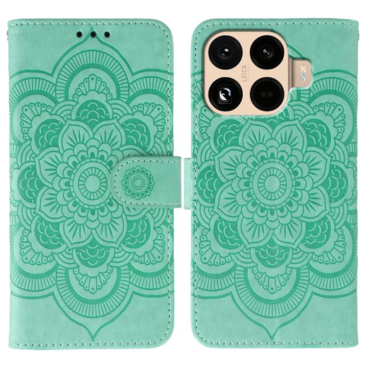 

For Xiaomi 15T Pro 5G Sun Mandala Embossing Pattern Phone Leather Case(Green)
