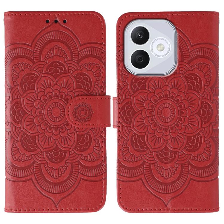 

For Honor 400 Lite Global Sun Mandala Embossing Pattern Phone Leather Case(Red)