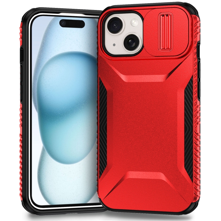 

For iPhone 15 Plus Sliding Camshield Phone Case(Red)