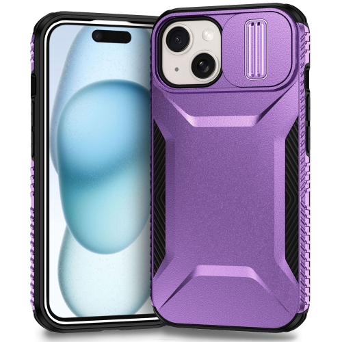 

For iPhone 15 Sliding Camshield Phone Case(Purple)