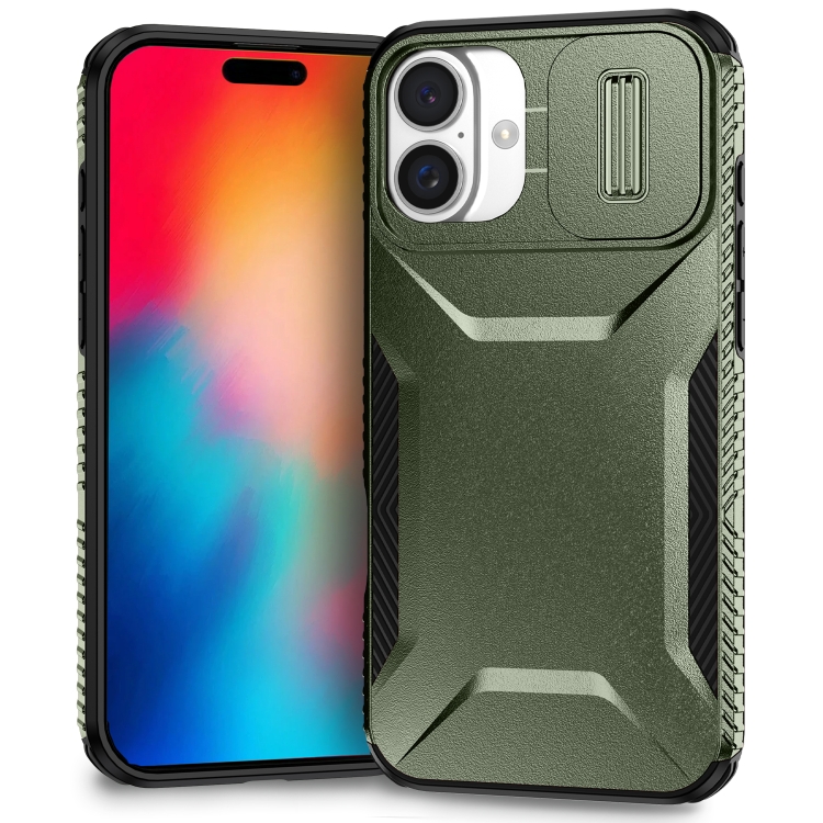 

For iPhone 16 Plus Sliding Camshield Phone Case(Alpine Green)