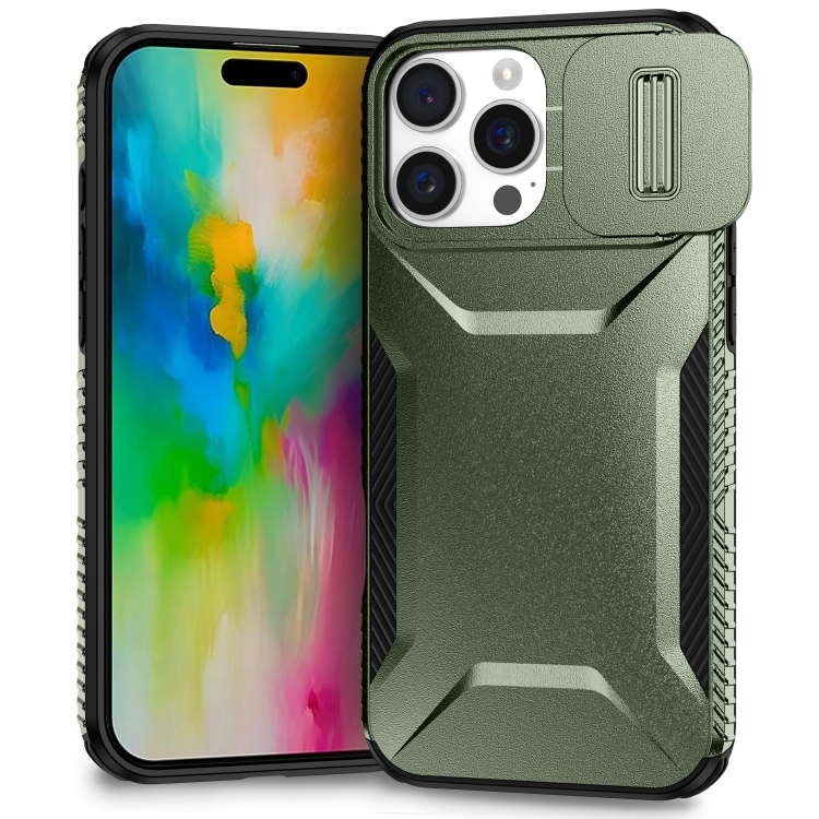 

For iPhone 16 Pro Sliding Camshield Phone Case(Alpine Green)