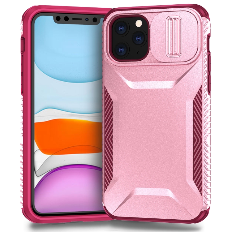 

For iPhone 11 Pro Max Sliding Camshield Phone Case(Pink + Rose Red)