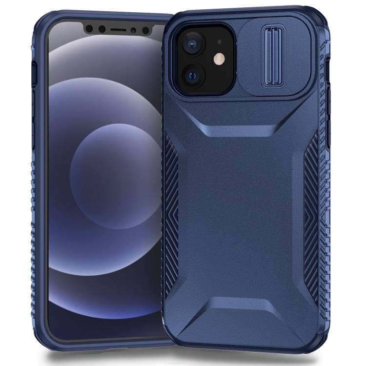 

For iPhone 12 Sliding Camshield Phone Case(Blue)