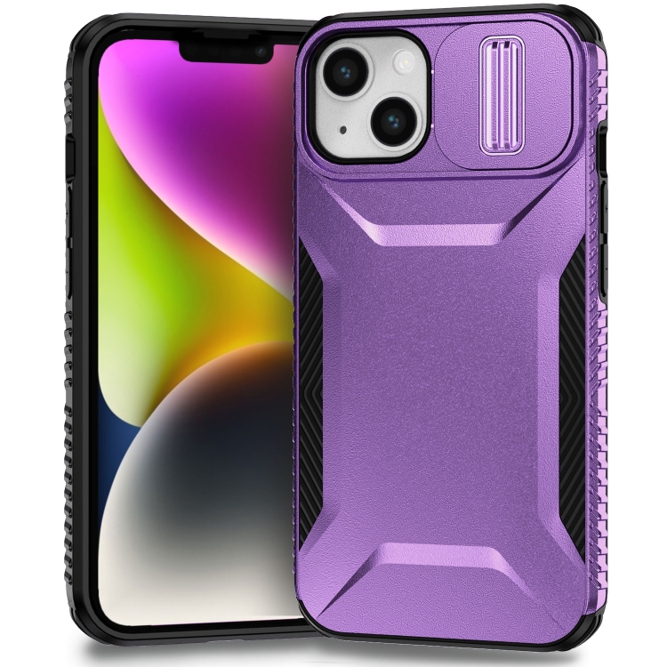 

For iPhone 14 / 13 Sliding Camshield Phone Case(Purple)