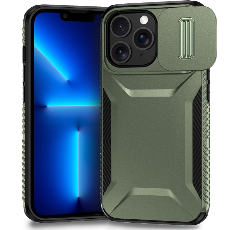 

For iPhone 13 Pro Max Sliding Camshield Phone Case(Alpine Green)