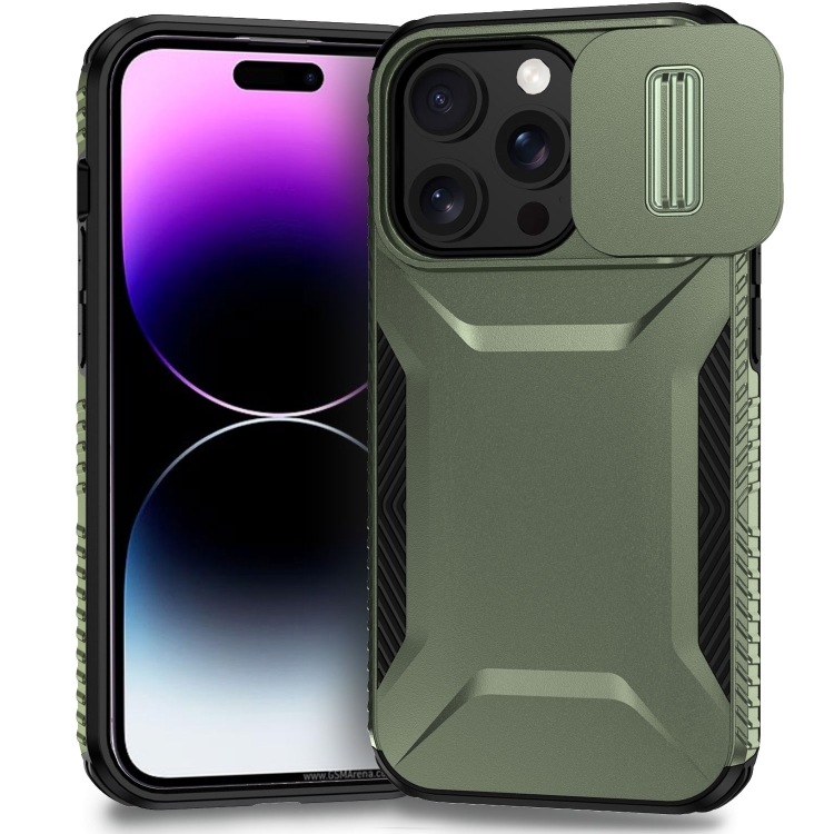 

For iPhone 14 Pro Sliding Camshield Phone Case(Alpine Green)