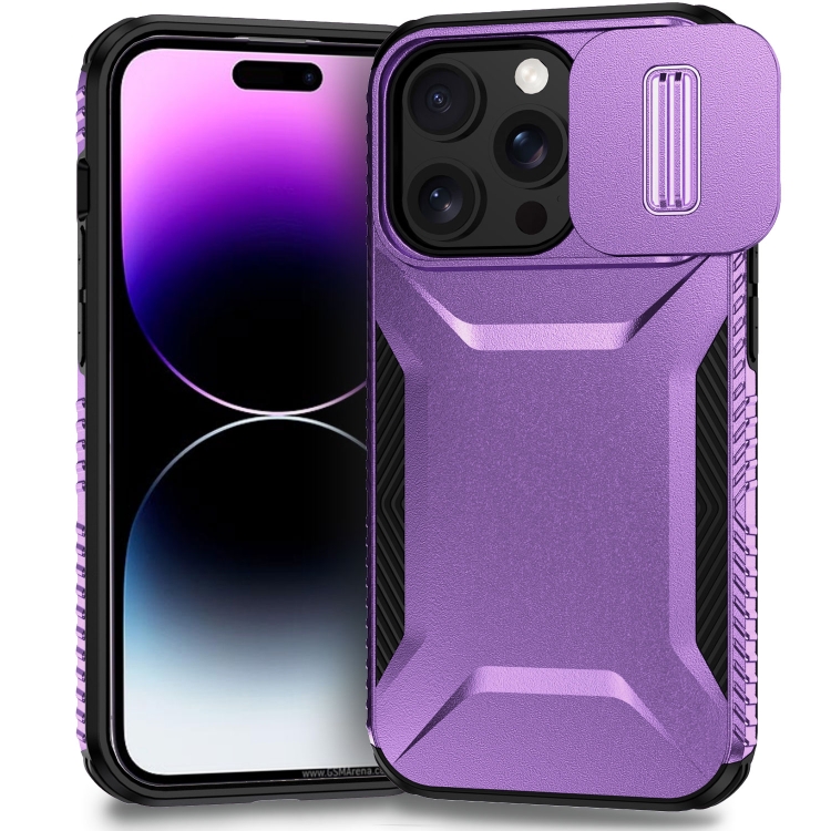 

For iPhone 14 Pro Sliding Camshield Phone Case(Purple)