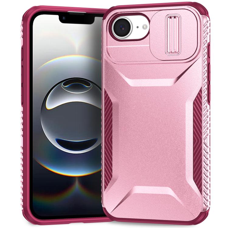 

For iPhone 16e Sliding Camshield Phone Case(Pink + Rose Red)