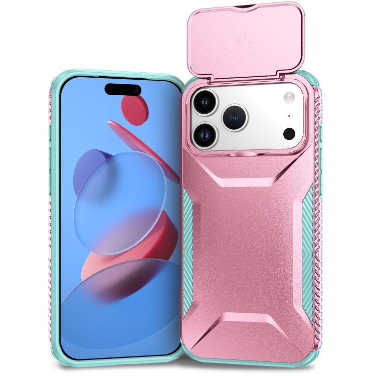 

For iPhone 17 Pro Max Sliding Camshield Phone Case(Grey Green + Pink)