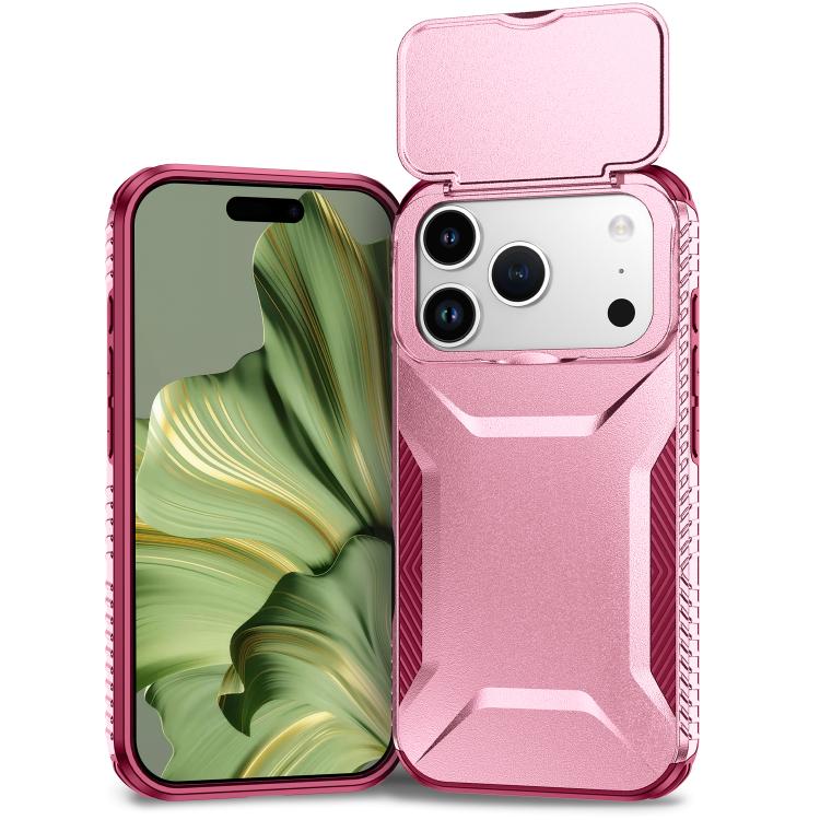 

For iPhone 17 Pro Sliding Camshield Phone Case(Pink + Rose Red)