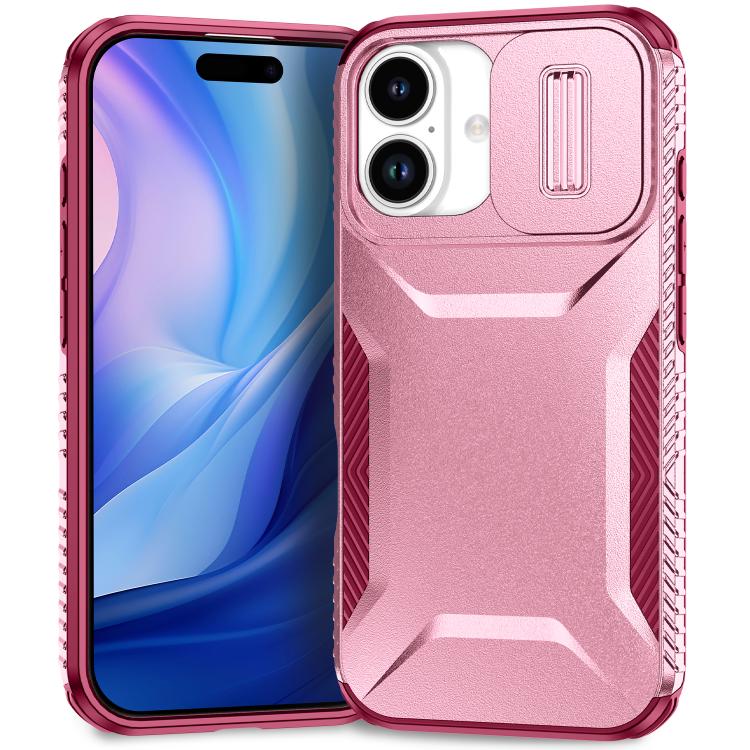 

For iPhone 17 Sliding Camshield Phone Case(Pink + Rose Red)