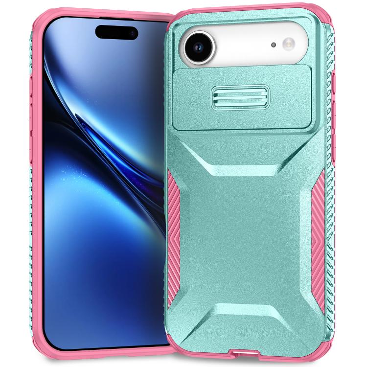 

For iPhone 17 Air Sliding Camshield Phone Case(Pink + Grey Green)