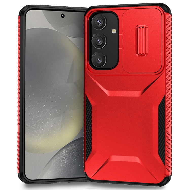 

For Samsung Galaxy S25+ 5G / S24+ 5G Sliding Camshield Phone Case(Red)